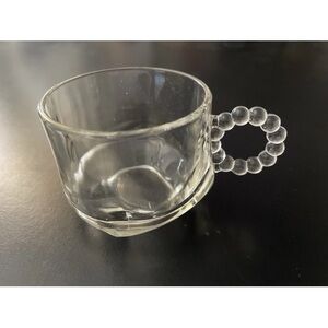 SET OF 24 VTG 1960s HAZEL-ATLAS BEADED HANDLE PUNCH/SNACK CUPS - ORCHARD CRYSTAL